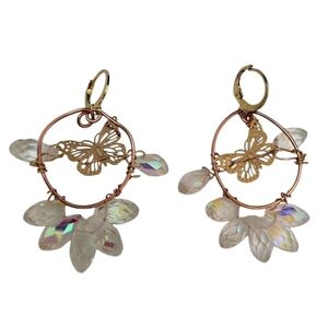 18K Gold Plated Butterfly Crystal Cooper Hoop Earrings